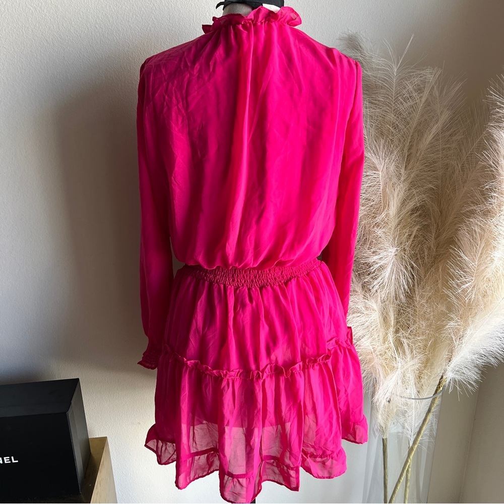 NWT Nordstrom Pink Long Sleeve Tiered Mini Dress - Picture 5 of 10